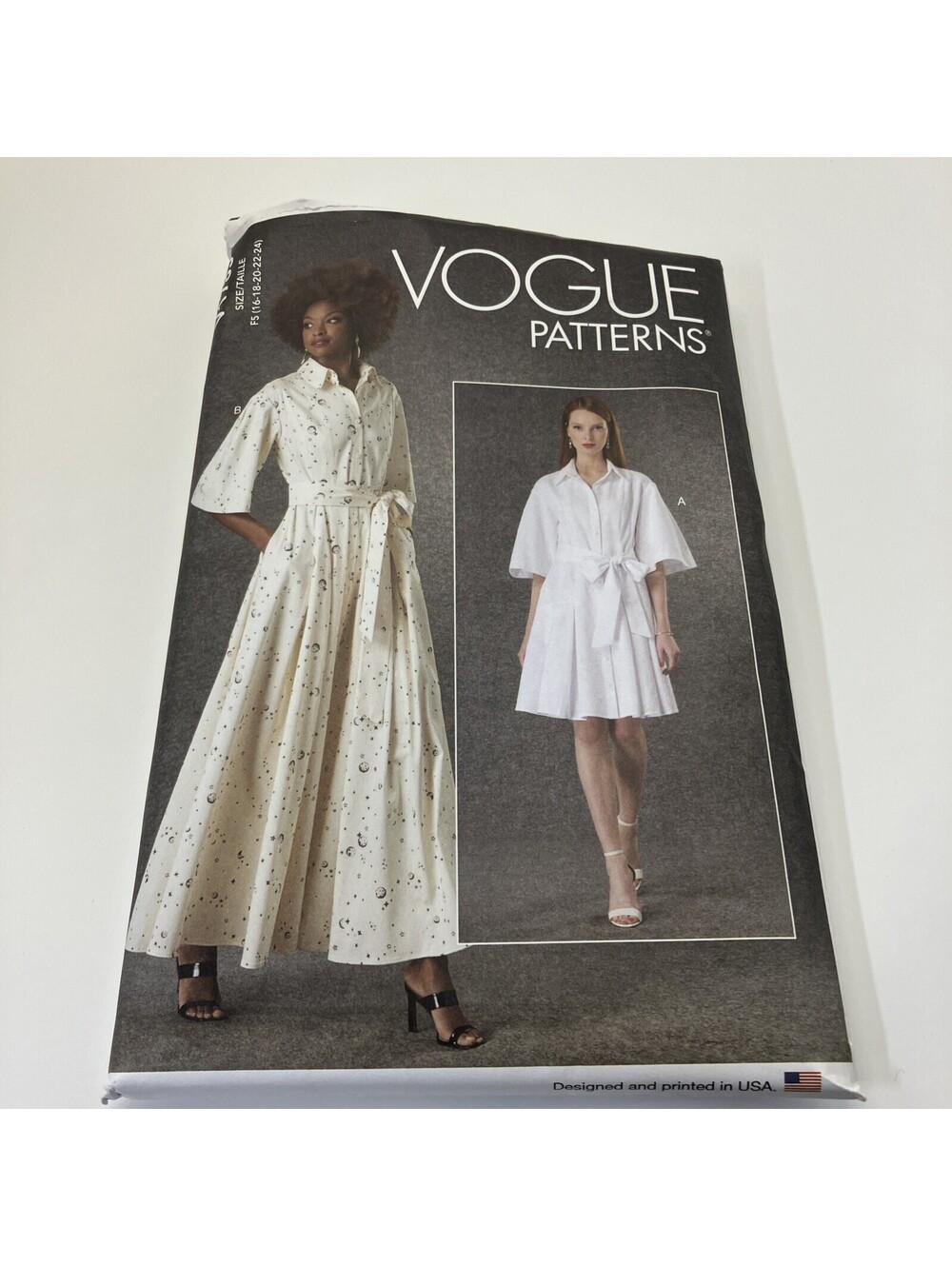 Vogue 1783 Button Front Dress in 2 Lengths & Belt Pattern Misses' 16-24 Uncut